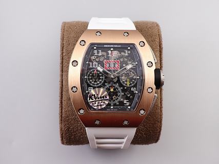 Replica Richard Mille RM011 Chrono KV Factory V3 Latest Maximum version Rose Gold with Black Dial Swiss 7750