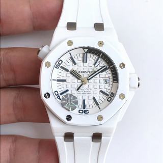 Replica Audemars Piguet Royal Oak Offshore Diver White Real Ceramic 15707CE JF V2 1:1 Best Edition on Rubber Strap A3120