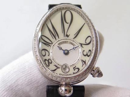 Replica Breguet Reine de Naples 8918BB/58/964/D00D ZF Factory 1:1 Best Edition, Stainless Steel, Diamond Bezel, Mother Of Pearl Dial, Black Leather Strap, SWISS Breguet Caliber 537/3 Automatic movement