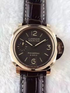Replica Panerai Luminor 8 Days Oro Rosso PAM511 ZF Factory 1:1 Best Edition, 44MM, Rose Gold, Brown Dial, Brown Leather Strap, SWISS P5000 Manual Winding