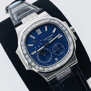Replica Patek Philippe Nautilus Moonphase 5712G-001 PFF Factory 1:1 best edition, Diamonds Blue Dial Swiss 240 PS IRM C LU,All functions same as genuine