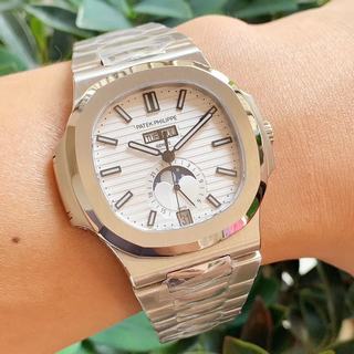 Replica Patek Philippe 2019 Year 5726/1A-014 Nautilus Annual Calendar Moonphase PF Factory 1:1 best edition White Dial Caliber324s