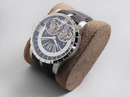 Replica Roger Dubuis Excalibur Double Flying Tourbillon RDDBEX0249 BBR Factory 1:1 best edition,Stainless Steel Black Dial Swiss RD01