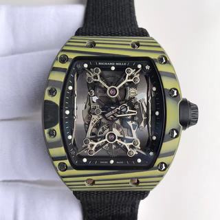 Replica Richard Mille RM50-27-01 NTPT Noob Factory KV 1:1 Best Edition, Yellow Forged Carbon, Black & Skeleton Dial, Black Nylon Strap, M9015 Automatic Movement