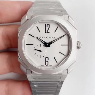Replica Bvlgari OCTO 12028 Stainless Steel Best Edition BV Factory White dial 9015-BVL193 Automatic movement