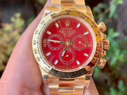 Replica Rolex Daytona 116508 2020 New Blaken Noob Factory Yellow Gold Plated SS 904L Red Dial Swiss 4130