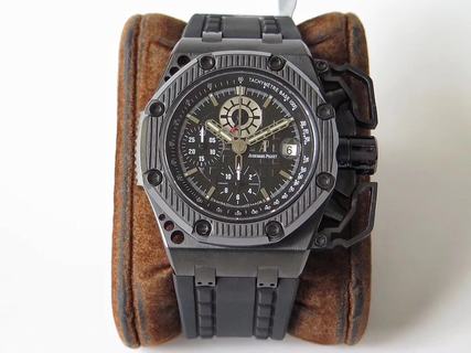 Replica Audemars Piguet Royal Oak Offshore Survivor 26165IO.OO.A002CA.01 Noob Factory V5 1:1 Best Edition, 44MM, Titanium, Black Dial, Black Rubber Strap, SWISS ETA 7750 Automatic Movement RUN SECONDS At 12@