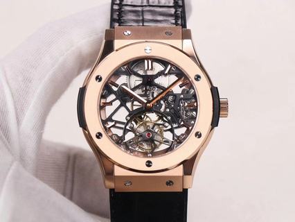 Replica Hublot Classic Fusion Tourbillon Rose gold JB Factory Ceramic Black Dial Swiss HUB6010,The best tourbillon watch is made in JB factory!