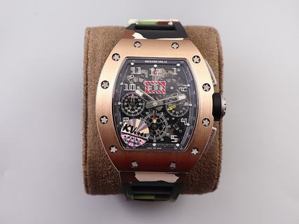 Replica Richard Mille RM011 Chrono KV Factory V3 Latest Maximum version Rose Gold with Black Dial Swiss 7750