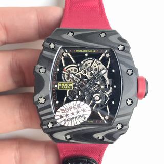 Replica Richard Mille RM35-02 Rafael Nadal KV Factory 1:1 Best Edition, Forged Carbon, Black Skeleton Dial, Red Nylon Strap, M6T51 Automatic Movement