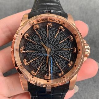 Replica Roger Dubuis Excalibur Knights Of The Round Table II RDDBEX0511 ZF Factory 1:1 Best Edition, Rose Gold, Black Dial, Black Leather Strap, 9015 Automatic Movement