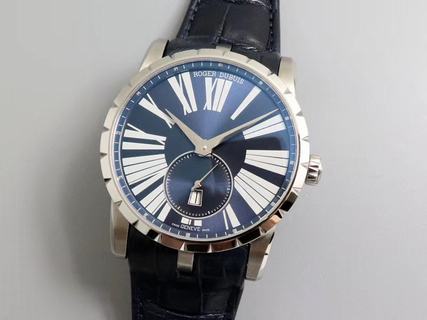 Replica Roger Dubuis Excalibur 42MM RDDBEX0535 PF Factory 1:1 Best Edition, Stainless Steel, Blue Dial, Blue Leather Strap, SWISS RD830 Automatic Movement