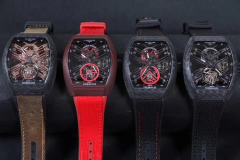Replica Franck Muller Vanguard Skeleton V 45 S6 SQT CARBONE NR Factory 1:1 Best Edition, Carbon Fiber, Skeleton Dial, Black Nylon Strap, SWISS Tourbillon Manual Winding