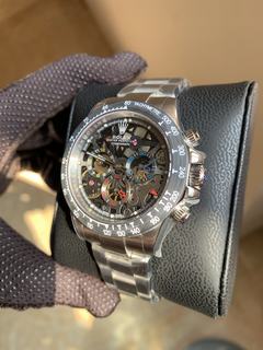 Replica Rolex Daytona La Montoya 1:1 Best Edition, 316L silver Stainless Steel, Black Carbon fiber Bezel & Skeleton Dial, NEW Rolex Stainless Steel Bracelet, SWISS Rolex 4130 Automatic Movement