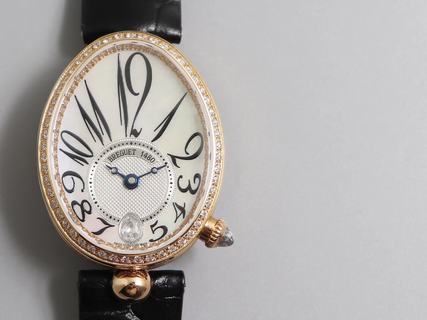 Replica Breguet Reine de Naples 8918BR/58/964/D00D ZF Factory 1:1 Best Edition, Rose Gold, Diamond Bezel, Mother Of Pearl Dial, Black Leather Strap, SWISS Breguet Caliber 537/3 Automatic movement