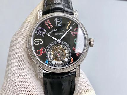 Replica Franck Muller Color Dreams Tourbillon Imperial Seiko Factory, Silver & Diamonds, Diamonds Bezel, Anthracite Dial, Black Leather Strap, SWISS Real Tourbillon Manual Winding