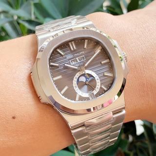 Replica Patek Philippe 2019 Year 5726/1A-014 Nautilus Annual Calendar Moonphase PF Factory 1:1 best edition Grey Dial Caliber324s
