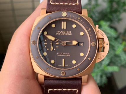 Replica Panerai Luminor Submersible 1950 Bronzo PAM968 VS Factory V2 Bronze Brown Dial Swiss P9010 (Free Strap) Reference: pan227
