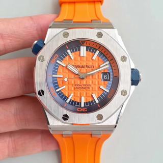 Replica Audemars Piguet Royal Oak Offshore Diver 15710 Orange JF V7 1:1 Best Edition On XS Orange Rubber Strap A3120(Free Blue Rubber Strap)