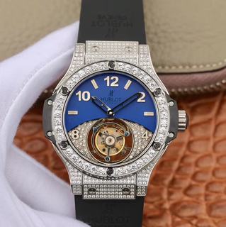 Replica Hublot Big Bang Tourbillon Seiko Factory SS & Diamonds Blue & Diamond Dial Swiss Tourbillon