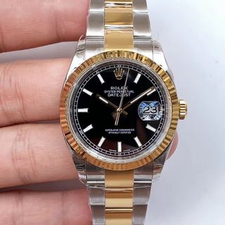 Replica Rolex Datejust 36mm 126233 EW Factory SS & Two-Tone Yellow Gold Black Dial Swiss 3235