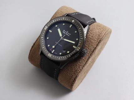 Replica Blancpain Fifty Fathoms Bathyscaphe 5000-0130-B52A ZF Factory 1:1 Best Edition, Ceramic, Ceramic Bezel, Black Dial, Black Nylon Strap, SWISS Blancpain 1315 Automatic Movement