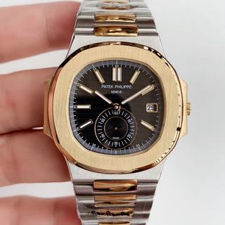 Replica Patek Philippe Nautilus MIYOTA 9015 Black Dial Yellow Gold with Silver Stainless Steel 410L Swiss Movement