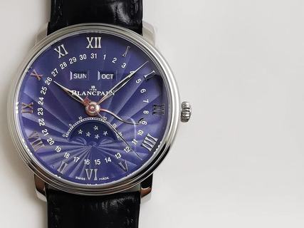 Blancpain Villeret 6654A-1127-55B OM factory 1:1 best edition, V2 Stainless Steel Blue Dial Swiss 6654,All functions are the same as the original!