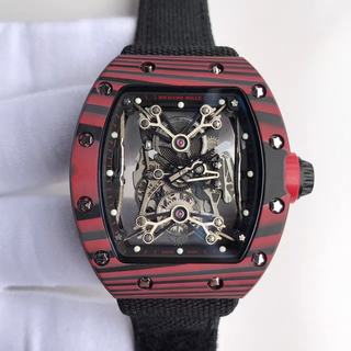 Replica Richard Mille RM50-27-01 NTPT Noob Factory KV 1:1 Best Edition, Red Forged Carbon, Black & Skeleton Dial, Black Nylon Strap, M9015 Automatic Movement