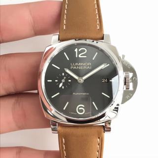 Replica Panerai Luminor Due 3 Days Date Acciao PAM904 VS Factory 1:1 Best Edition, Stainless Steel, Black Dial, Brown Leather Strap, SWISS Panerai OP XXXIV Automatic Movement