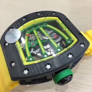 Replica Richard Mille RM59-01A Noob Factory KVF 1:1 Best Edition, Forged Carbon, Green Skeleton Dial, Yellow Rubber Strap, M6T51 Automatic Movement