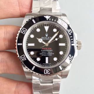 Replica Rolex Submariner FUCK EM 114060 Noob Factory V6S 1:1 Best Edition, Stainless Steel, Black Ceramic Bezel, Black Dial, Stainless Steel Bracelet, SWISS ETA 2836-2 Automatic Movement