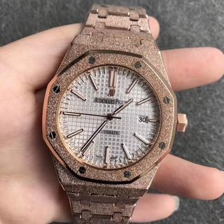 Replica Audemars Piguet Royal Oak Frosted Gold 41MM 15410BC Noob Factory 1:1 Best Edition, Rose Gold, Silver Dial, Stainless Steel Bracelet, SWISS Audemars Piguet 3120 Automatic Movement