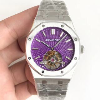 Replica Audemars Piguet Royal Oak Tourbillon Extra Thin 26522 Noob Factory R8 1:1 Best Edition, 41MM, Stainless Steel, Violet Dial, Stainless Steel Bracelet, SWISS Audemars Piguet 2924 Manual Winding