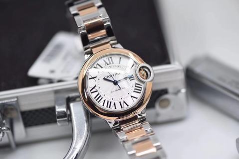 Replica Ballon Bleu De Cartier Ladies W6920033 HBBV6 1:1 Best Edition, 33MM, Stainless Steel, Silver Dial, Stainless Steel & Rose Gold Bracelet, M9015 Automatic Movement
