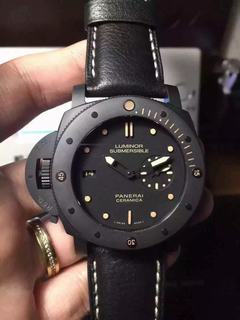 Replica Panerai Luminor Submersible 1950 Pam 607 V6F Factory 1:1 Best Edition, 47MM, Ceramic, Rotating Bezel, Black Dial, Black Leather Strap, SWISS P9000 Automatic Movement