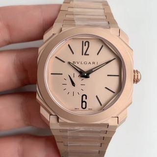 Replica Bvlgari OCTO 12028 Stainless Steel Best Edition BV Factory Rose gold dial 9015-BVL193 Automatic movement