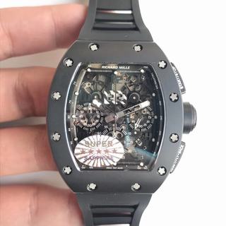 Replica Richard Mille RM011 Felipe Massa Chronograph Limited Edition KV Factory1:1 Best Edition, Chronograph, Ceramic, Black Skeleton Dial, Black Rubber Strap, SWISS ETA 7750 Automatic Movement