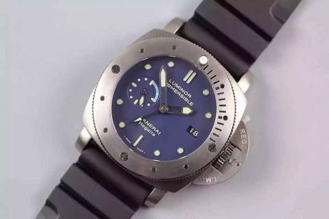 Replica Panerai Luminor Submersible GMT Regatta PAM371 ZF Factory 1:1 Best Edition, GMT, 47MM, Titanium, Rotating Bezel, Blue Dial, Black Rubber Strap, SWISS P9001 Automatic Movement