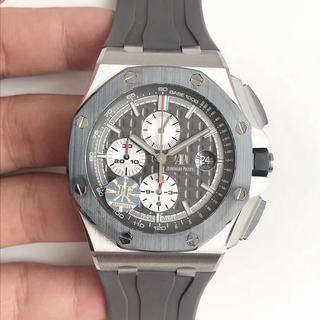 Replica Audemars Piguet Royal Oak Offshore 2017 44mm Titanium V2 JF 1:1 Best Edition Gray Dial on XS Rubber Strap A3126 (Free Black Rubber Strap)