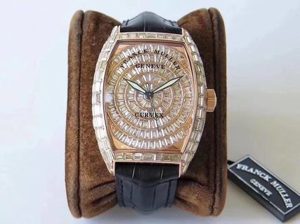 Replica Franck Muller Casablanca 8880 C DT ABF Factory 1:1 Best Edition, Rose Gold & Diamonds, Diamond Bezel, Diamond Dial, Black Leather Strap, SWISS ETA 2824-2 Automatic Movement