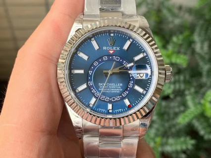 Replica Rolex Sky-Dweller 326934 Noob Factory SS Blue Dial Swiss 9001